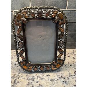 Vintage Rhinestone Frame Gold Silver Brown